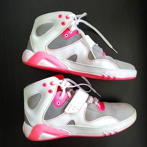 Adidas womens high top shoes Size 8 1/2 pink/gray/white